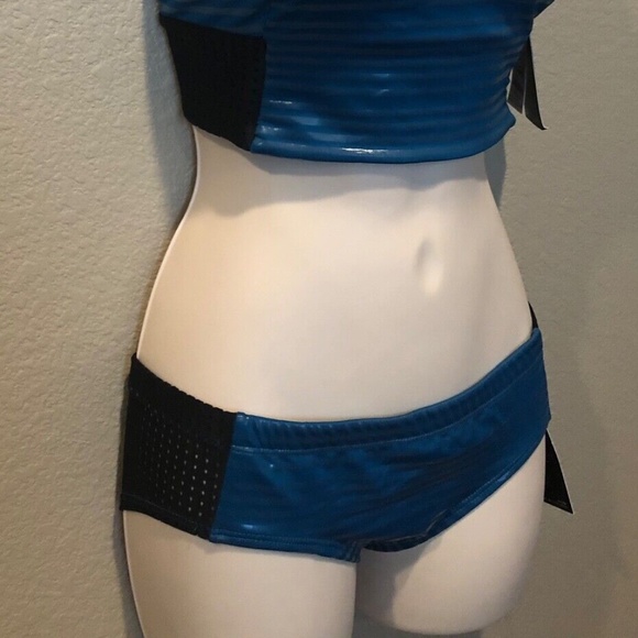 Nike 6:1 Shine Striped Midkini Top & Hipster Bottoms Green Abyss Size XS - Picture 6 of 11